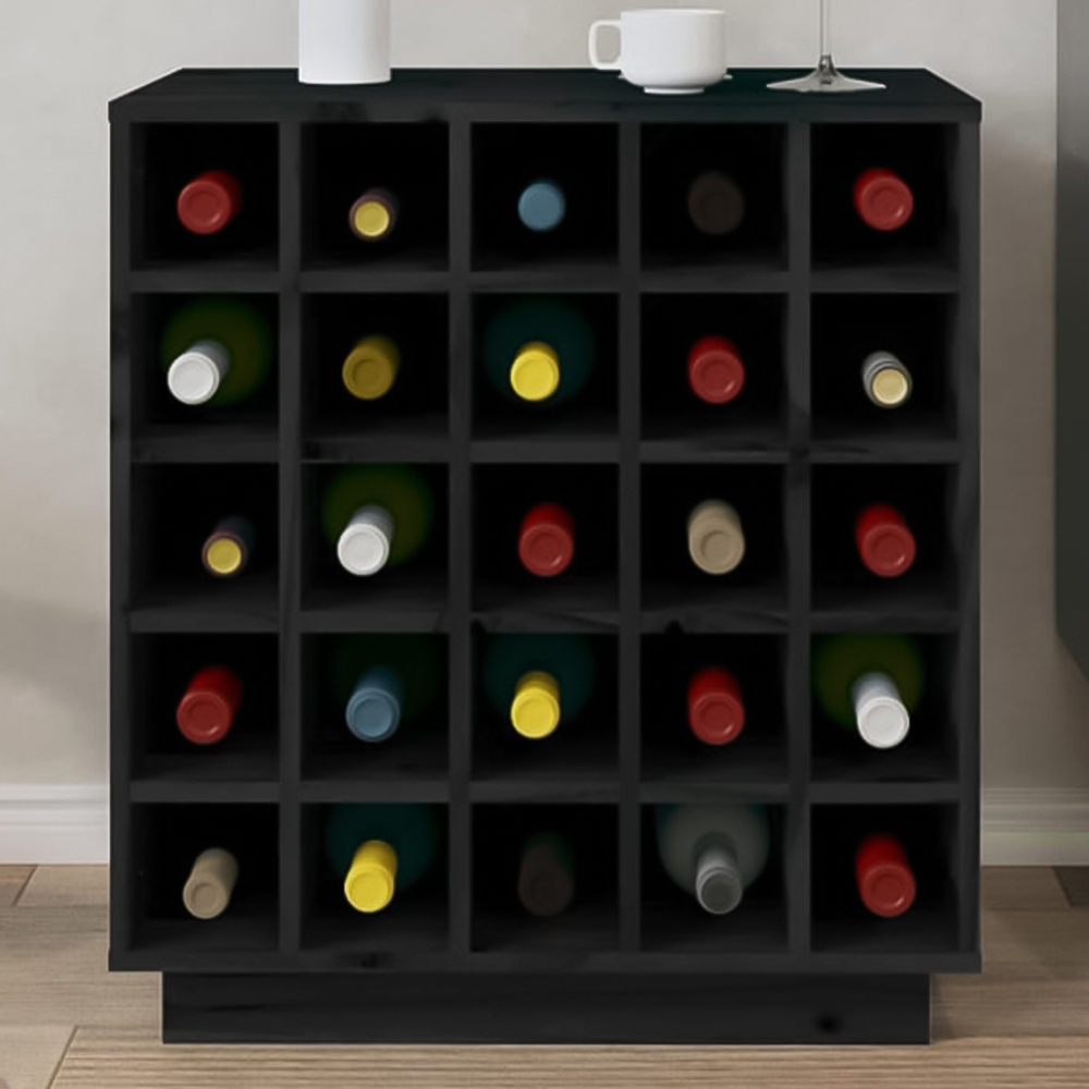 vidaXL 25 Bottle Black Freestanding Wine Cabinet Image 1
