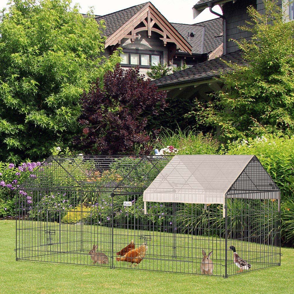 PawHut Black and Beige Small Animal Cage with Cover Image 2