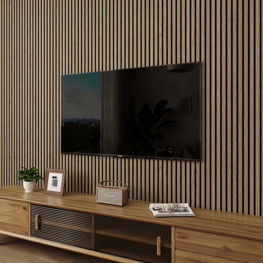 Wall Panels UK Premium Walnut Flame Retardant Acoustic Slat Wall Panel 2 Pack Image 4
