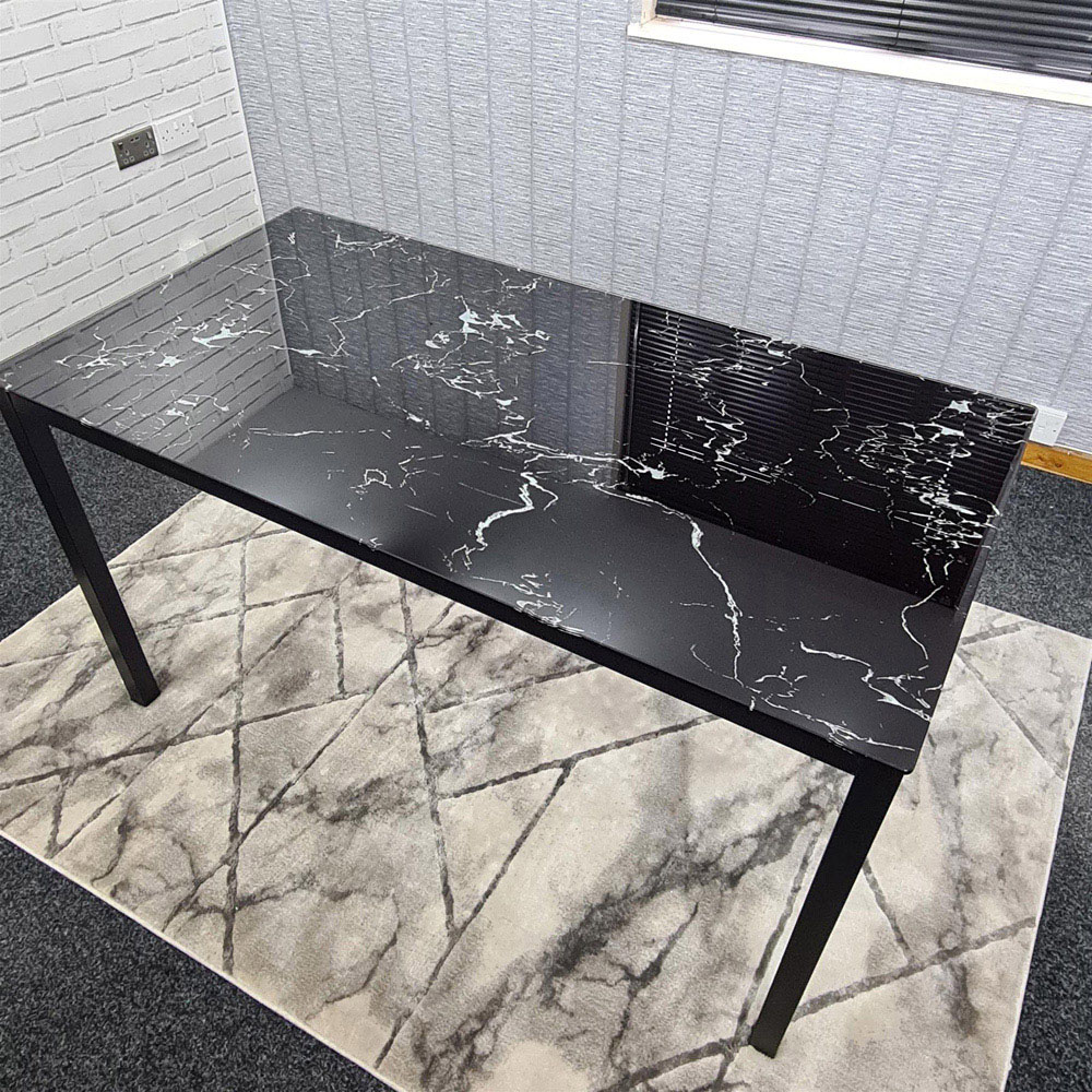 Kosy Koala 4 Seater Black Marble Effect Glass Dining Table Image 2