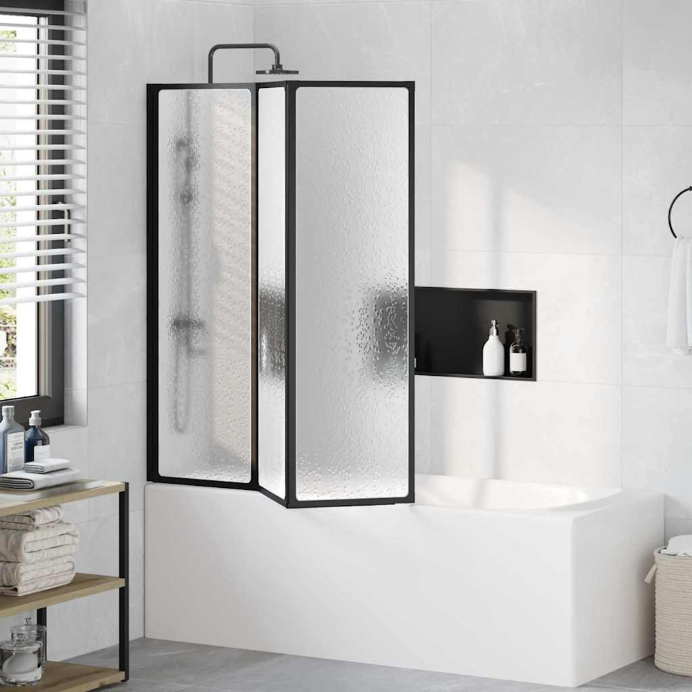 vidaXL Black Shower Screen 132 x 2 x 140cm Image 2