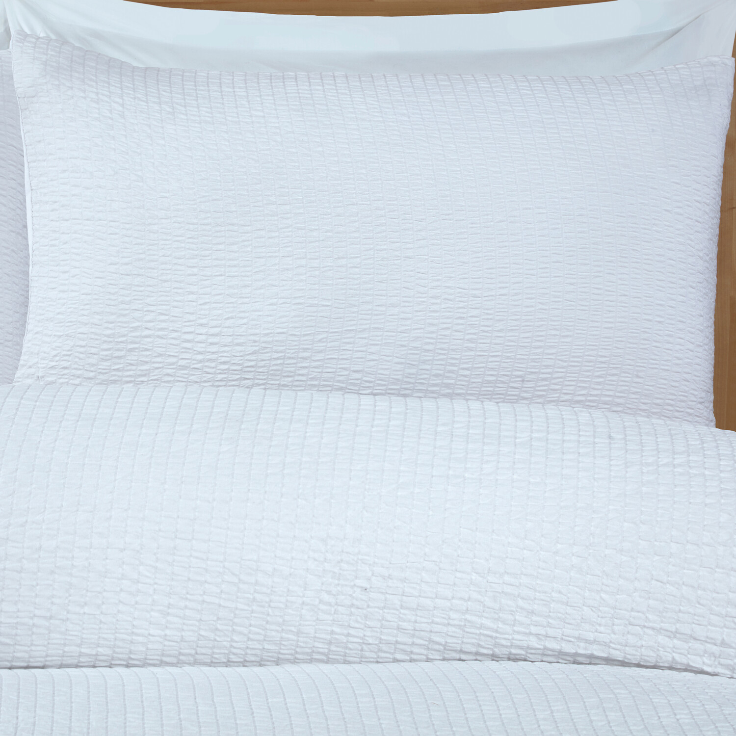 Seersucker Washable Duvet Set White King Image 4