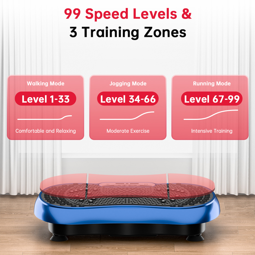 Rattrix Blue Vibration Plate Exercise Machine with Bluetooth Speaker and Resistance Bands Image 9