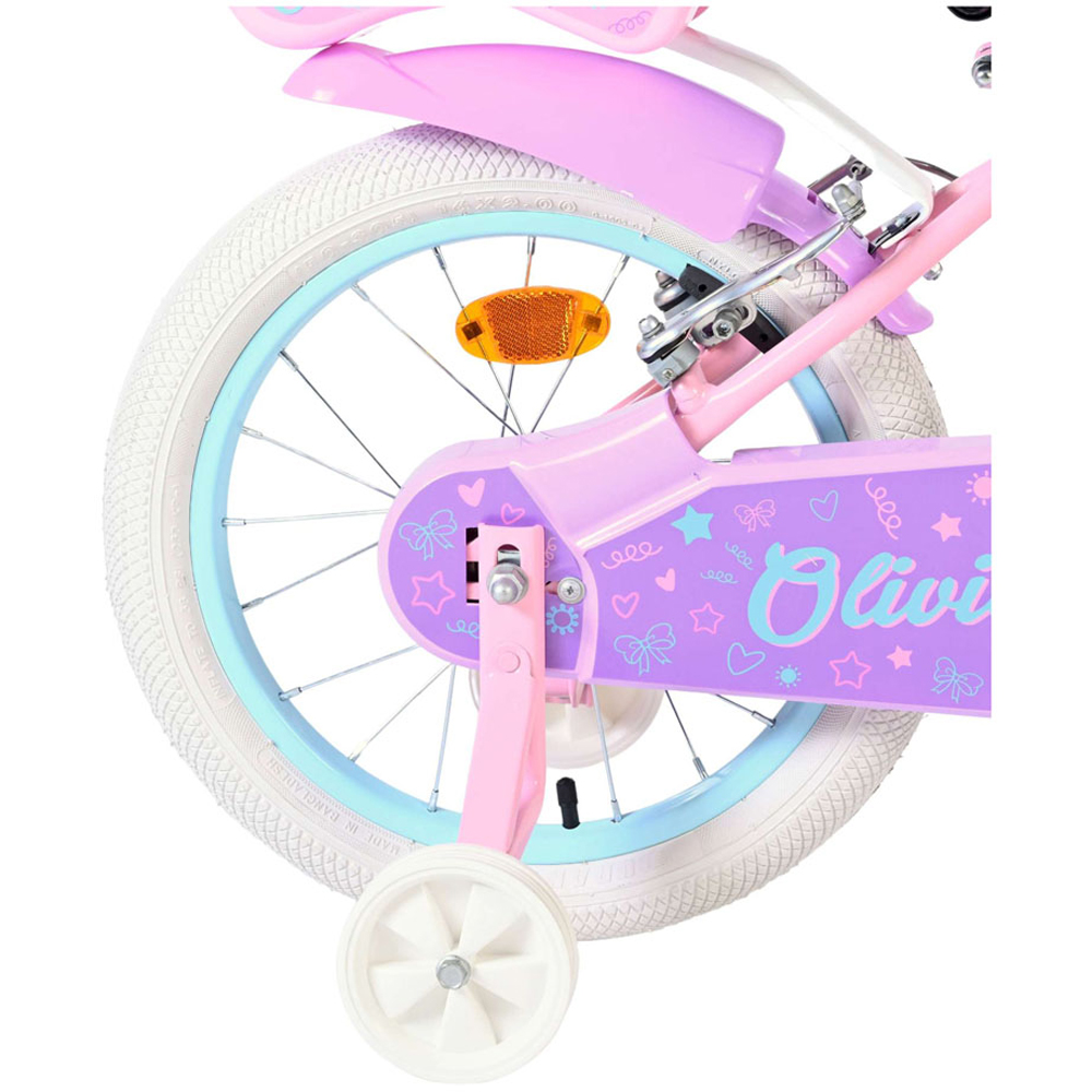 Volare Olivia Kids 16 inch Pink and Purple Bike with Stabilisers and Doll Seat Image 6