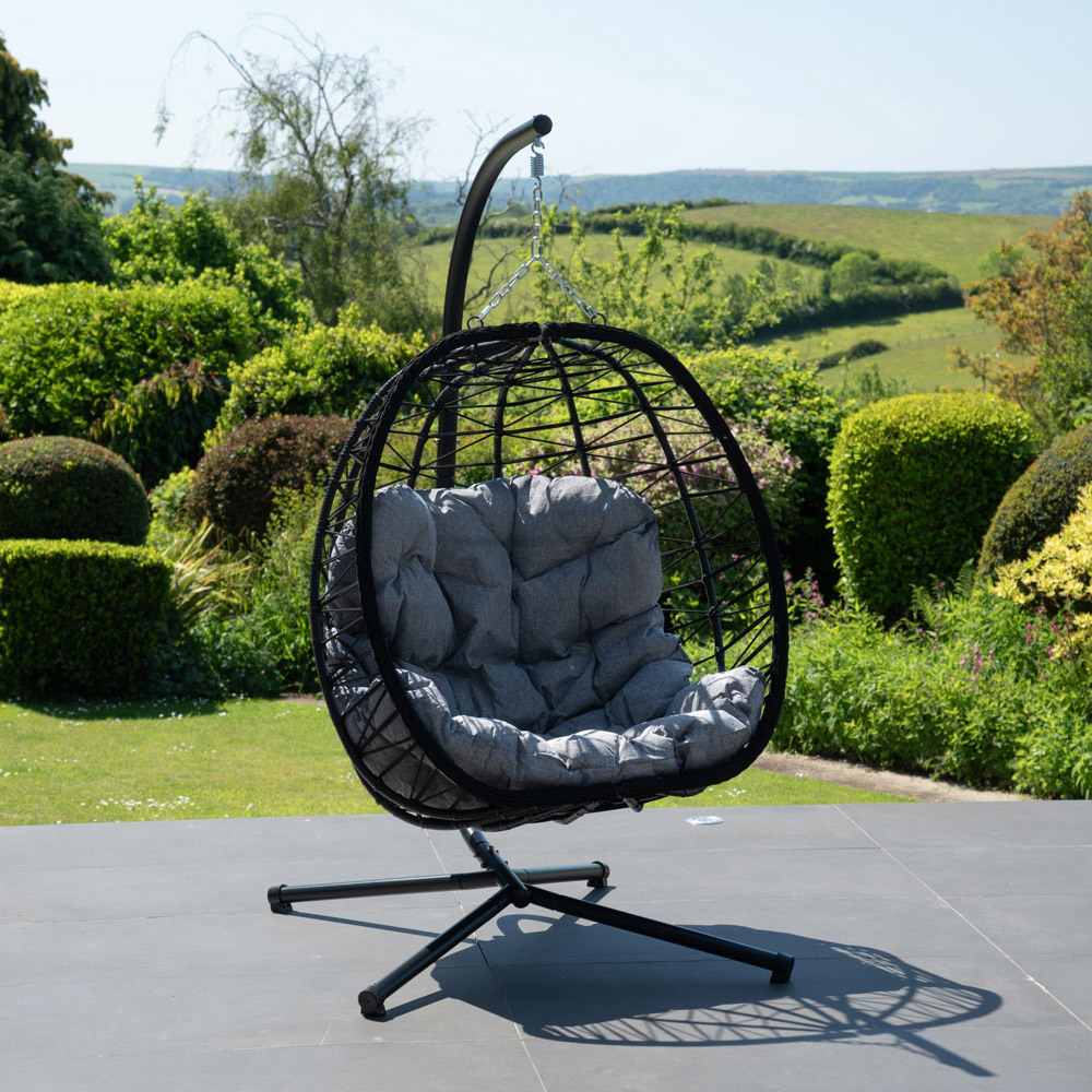 Artemis Home Hebden Dark Grey Garden Hanging Egg Chair Image 5
