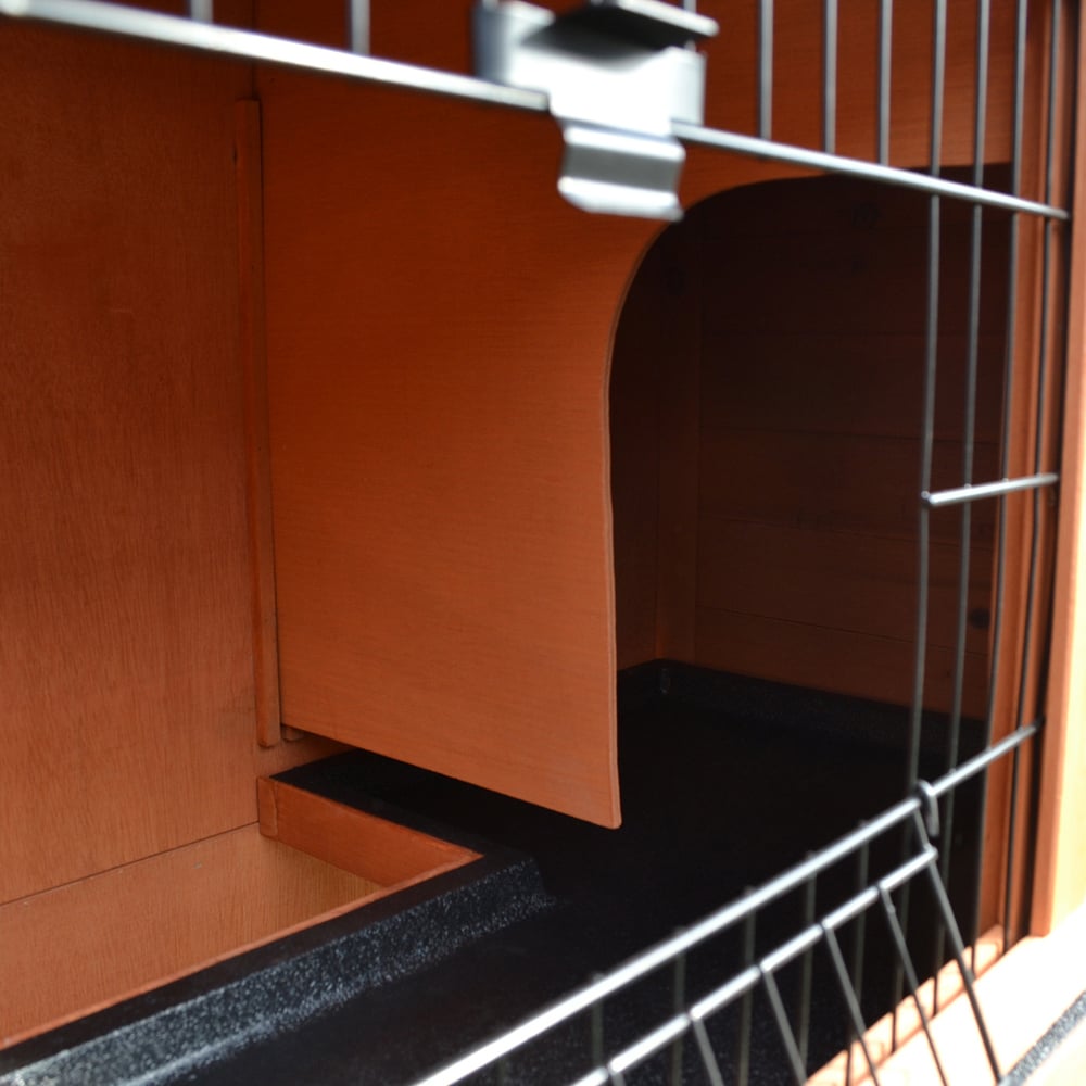 PawHut Wooden 2 Tier Rabbit Hutch Image 2