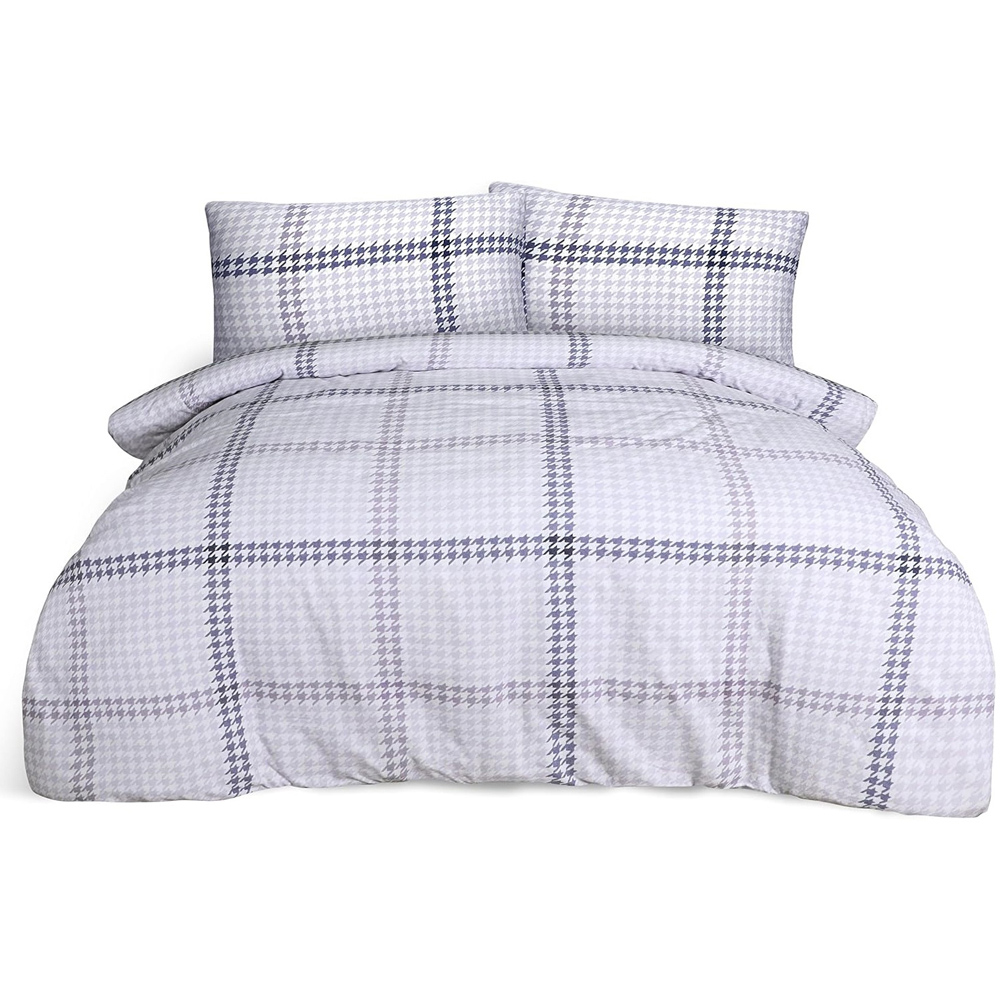Smart Living King Size Lilac Houndstooth Check Duvet Set Image 2