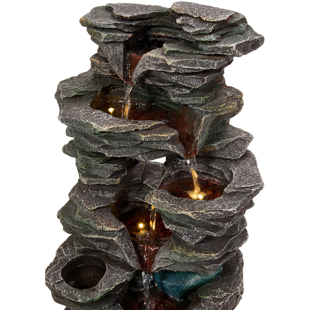 Living and Home 5-Tier Realistic Layered Rock Effect Solar LED Water Feature Image 4