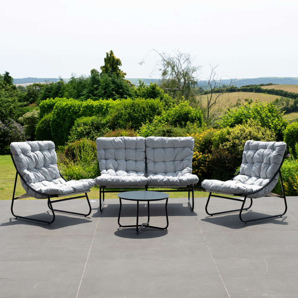 Artemis Home Aregno 4 Seater Light Grey and Black Garden Lounge Set Image 1