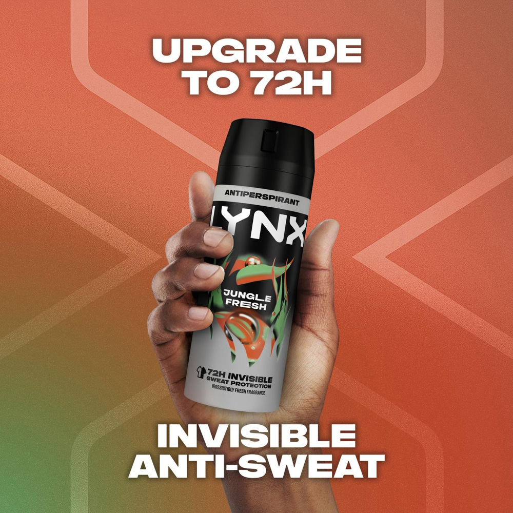 Lynx Jungle Fresh 72H Sweat Protection Anti-Perspirant Deodorant Body Spray 150ml 24 Pack Image 6
