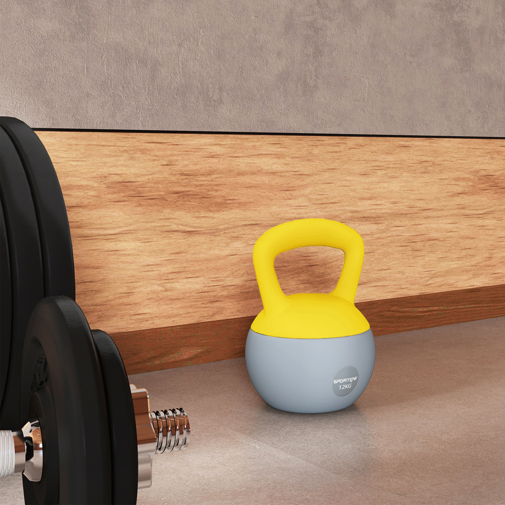 SPORTNOW Yellow and Grey Soft Body Kettlebell with Non Slip Handle 12kg Image 3