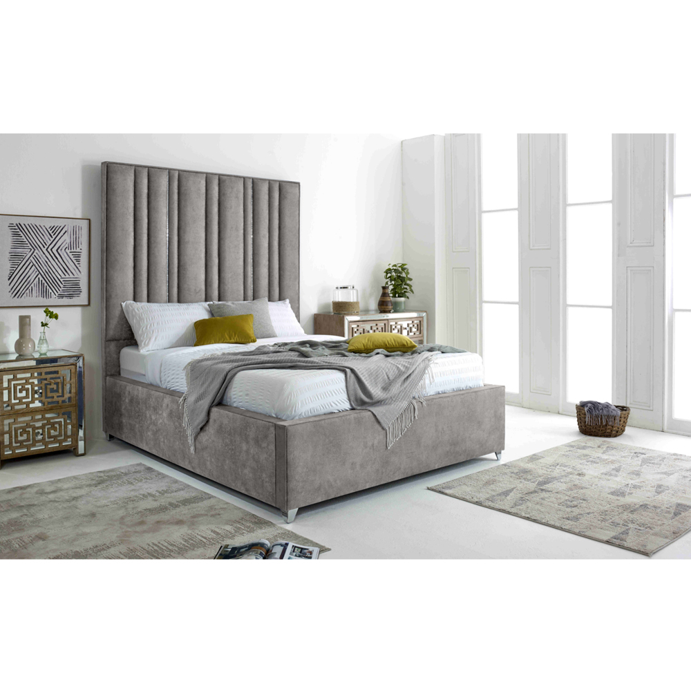 Eleganza Madrid King Size Silver Oakland Fabric Bed Frame Image 5