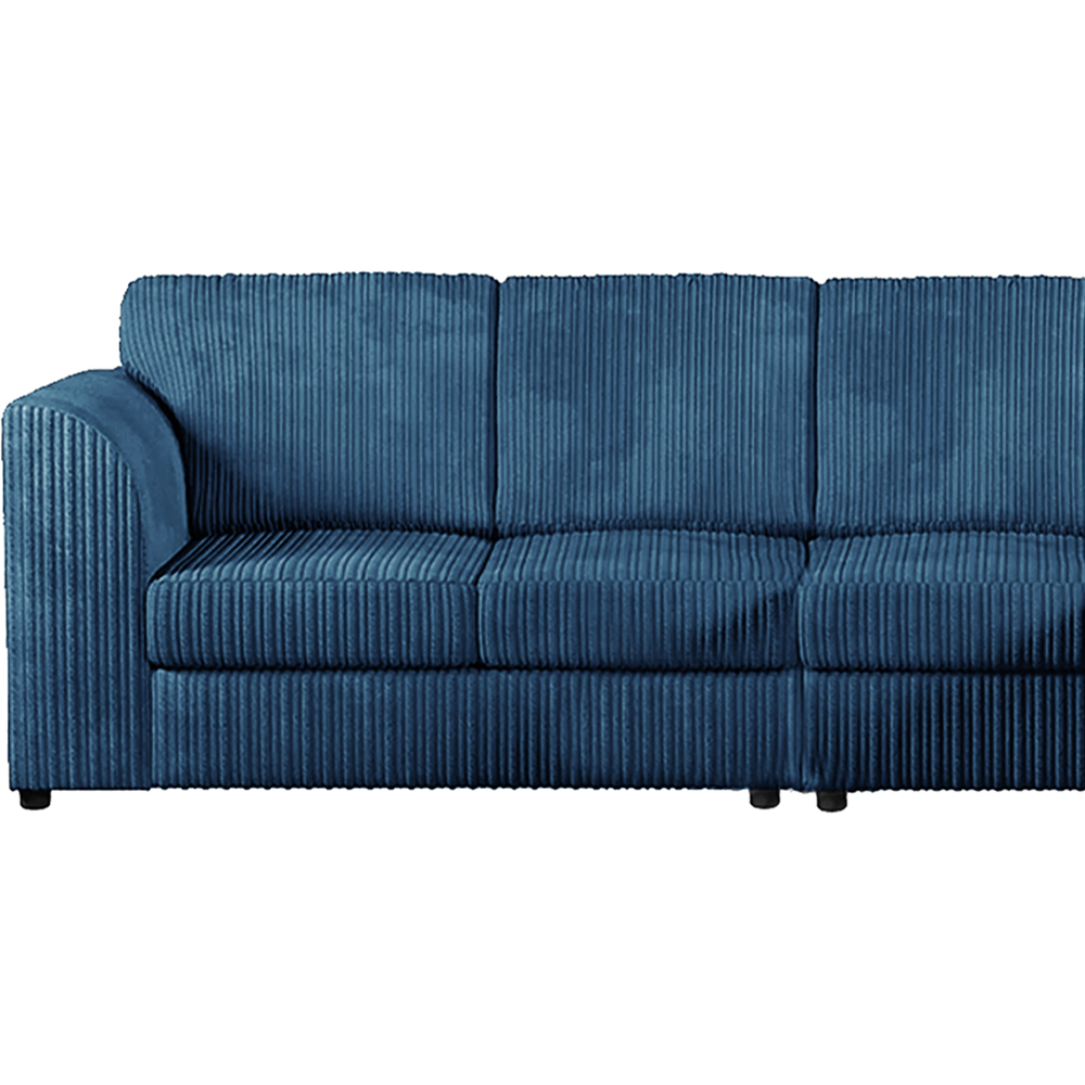 Luxor 4 Seater Marine Blue Jumbo Cord Right Hand Facing Full Back L Shaped Corner Sofa Set Image 3