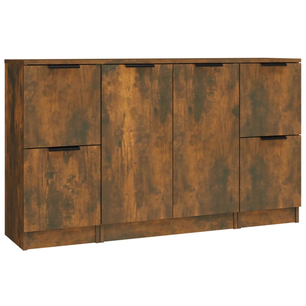 vidaXL 6 Door Smoked Oak Sideboard Set of 3 Image 2