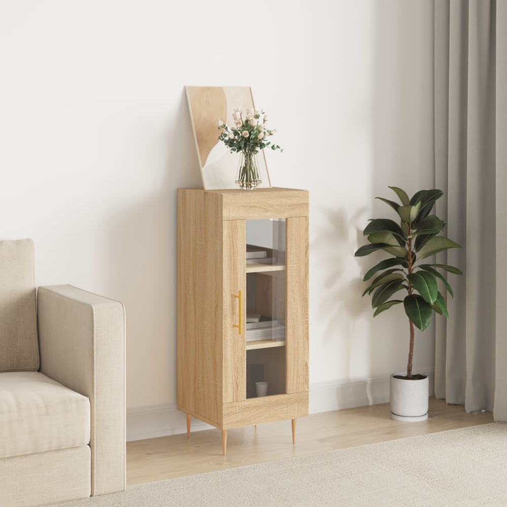 vidaXL Single Glass Door Sonoma Oak Sideboard Image 1