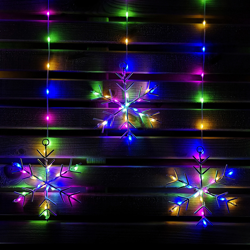Samuel Alexander 320 Multicolour LED Snowflake Curtain Lights Image 2