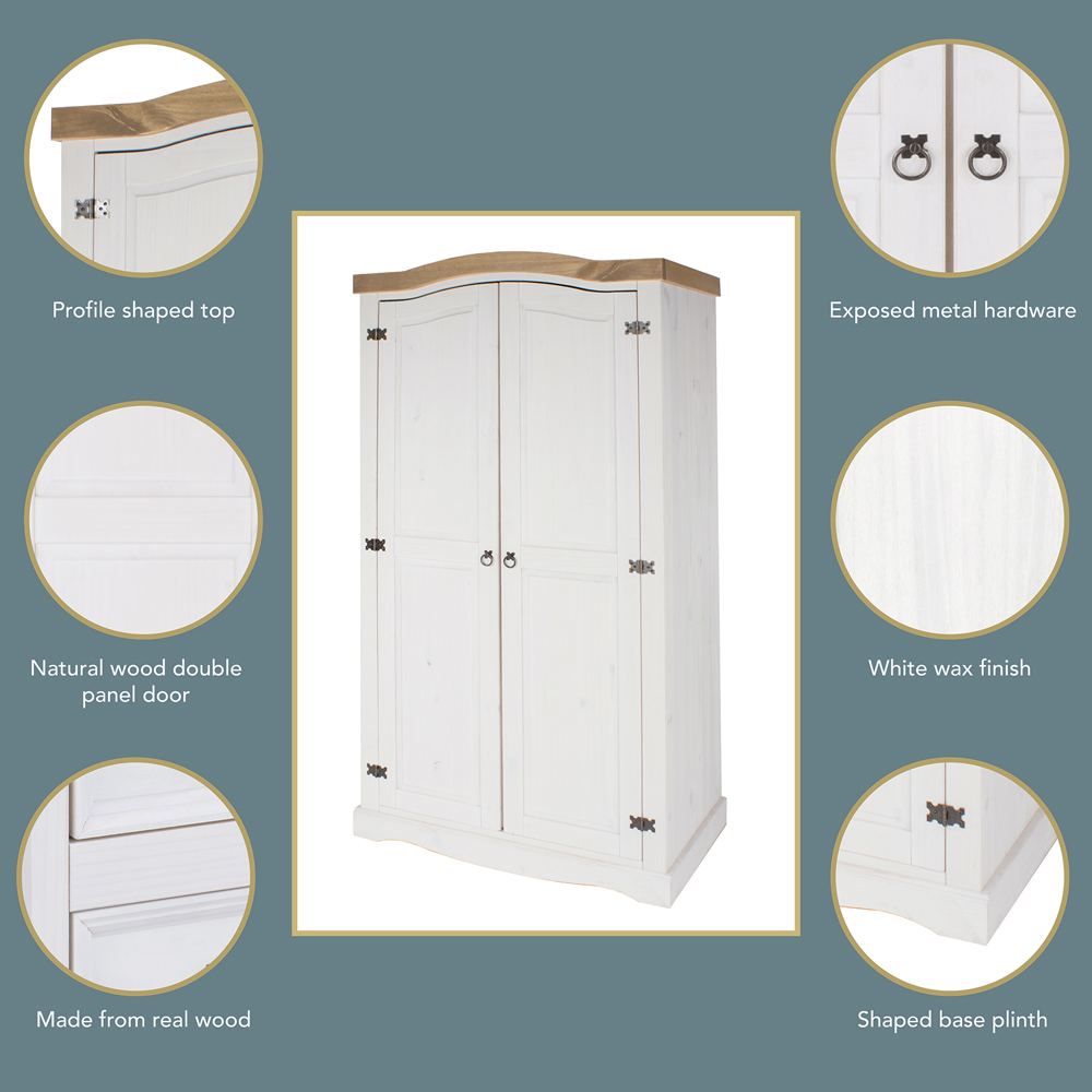 Core Products Corona 2 Door White Wardrobe Image 7