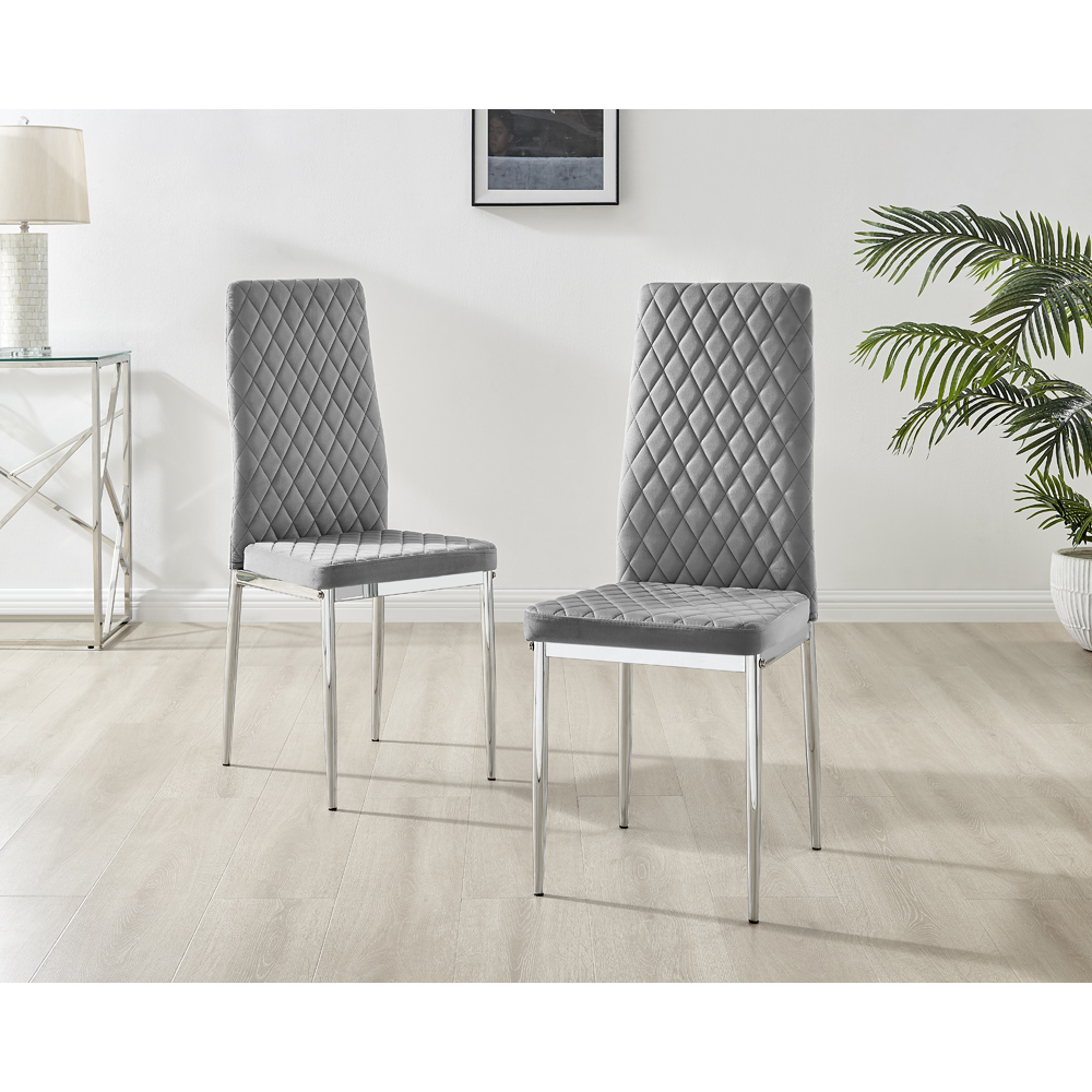 Furniturebox Molini Valera 4 Seater Dining Set Grey Gloss and Chrome Image 6