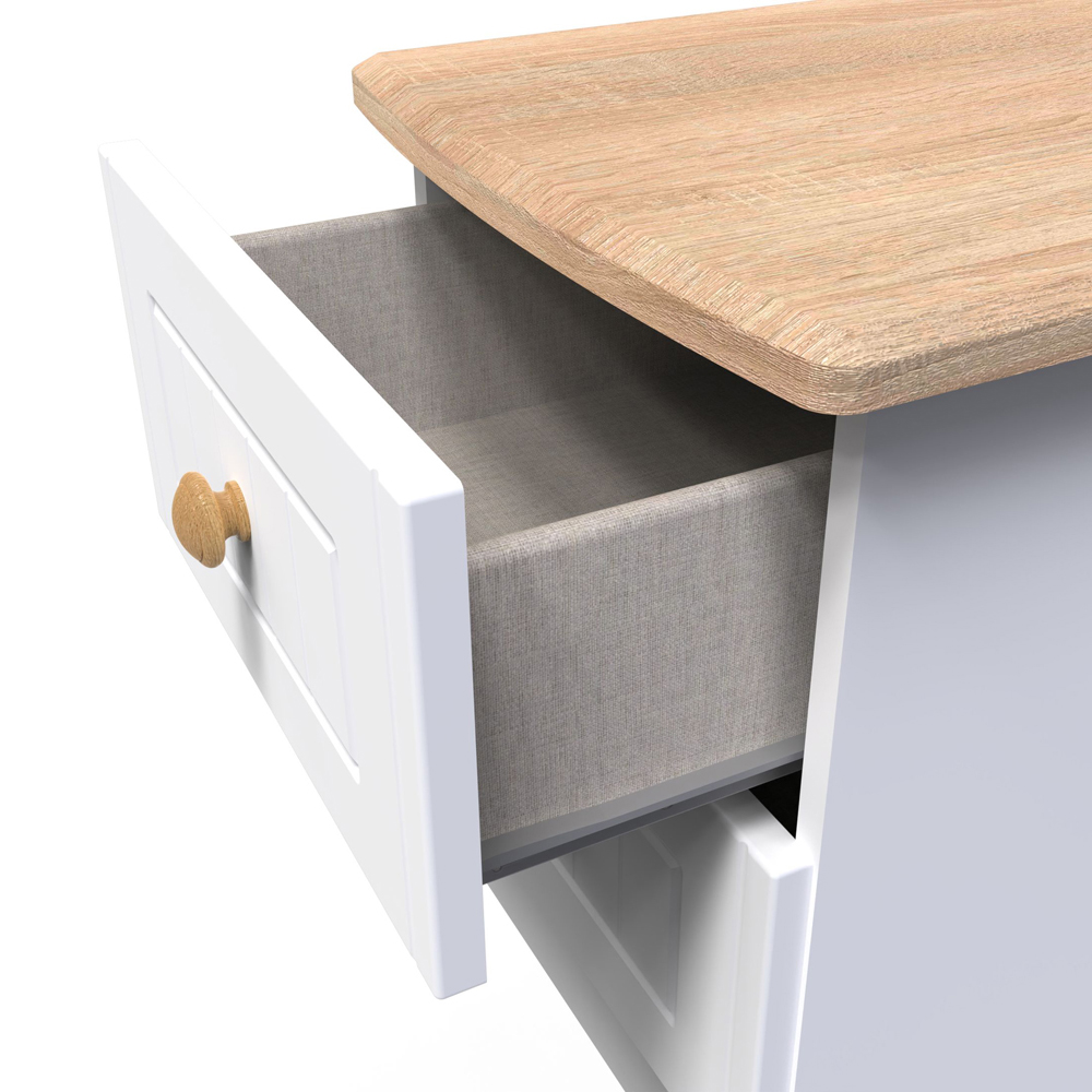 Crowndale Warwick 2 Drawer White Ash and Oak Compact Bedside Cabinet Image 6