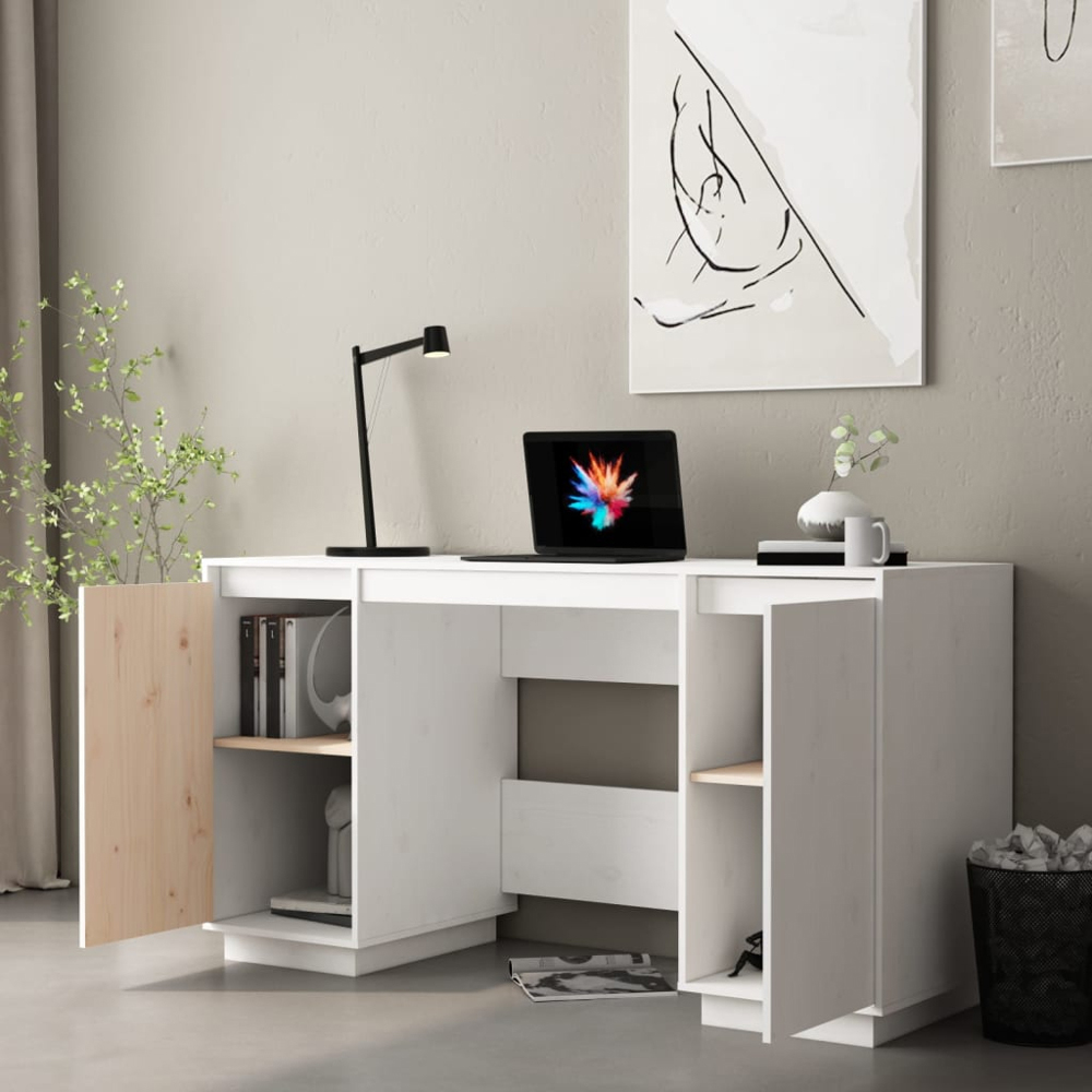 vidaXL 2 Door Computer Desk White Image 7