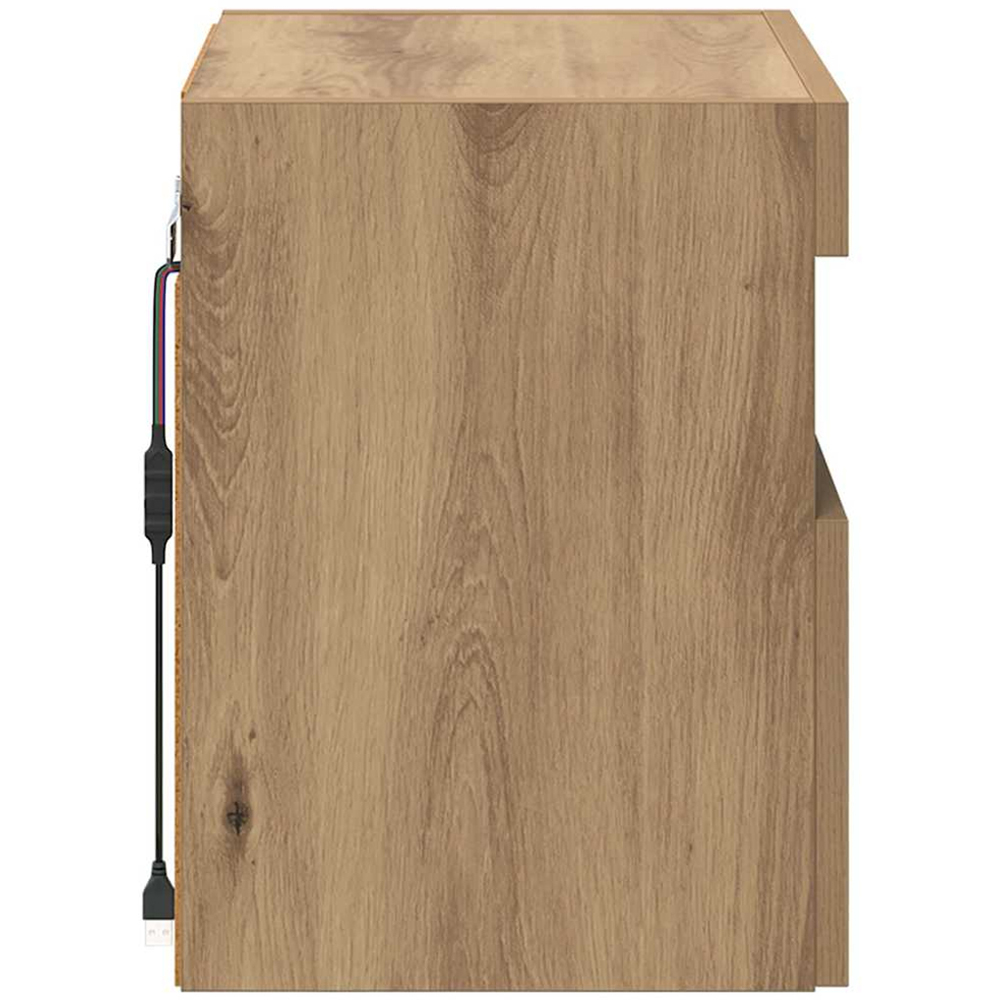 vidaXL Single Door Single Shelf Artisan Oak Wall Mounted TV Cabinet with LED Light Image 9