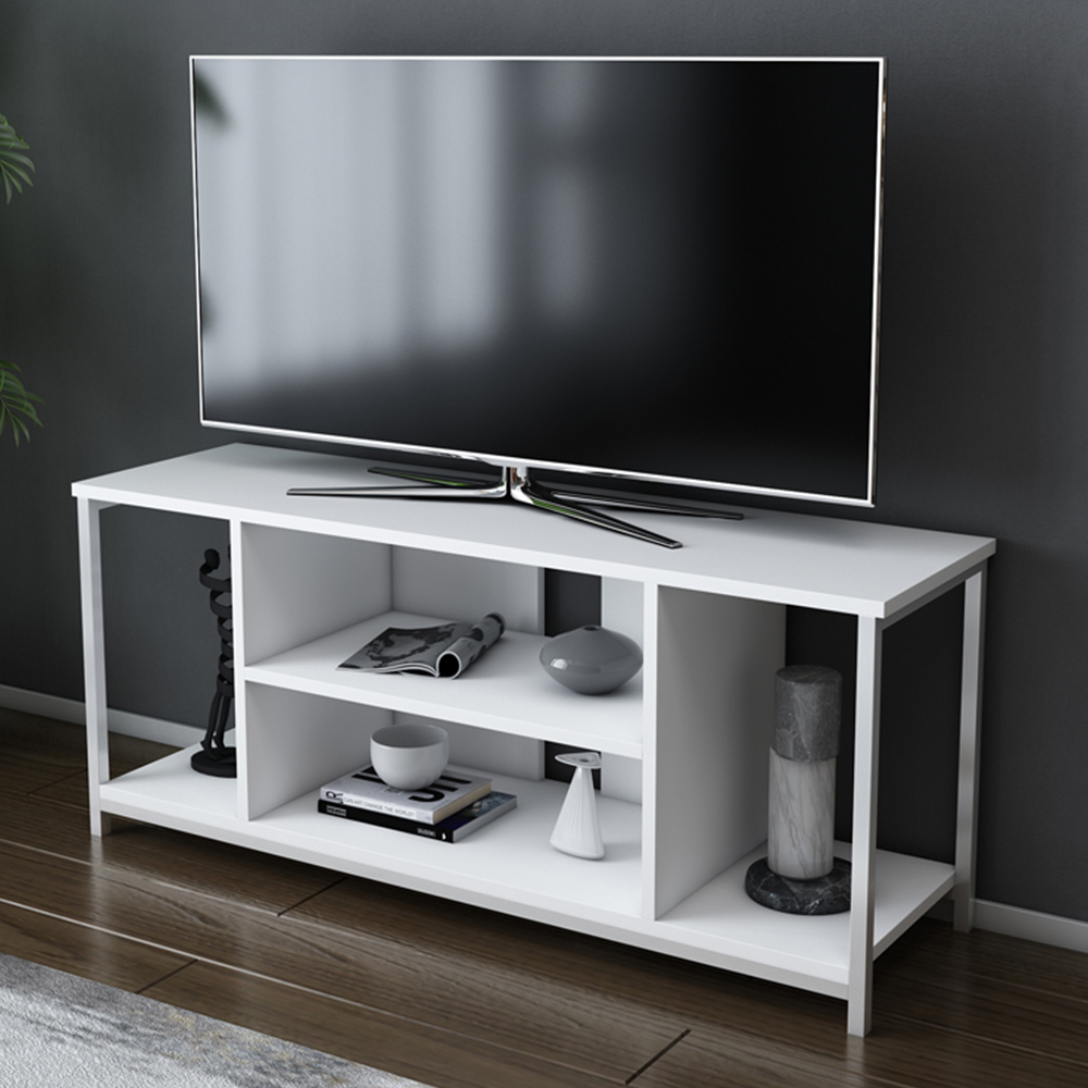 Decorotika Rinaldo 4 Open Shelf White Wide TV Unit Image 1