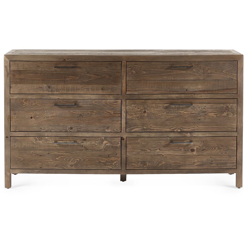 Julian Bowen Heritage 6 Drawer Distressed Finish Wide Chest of Drawers Image 3
