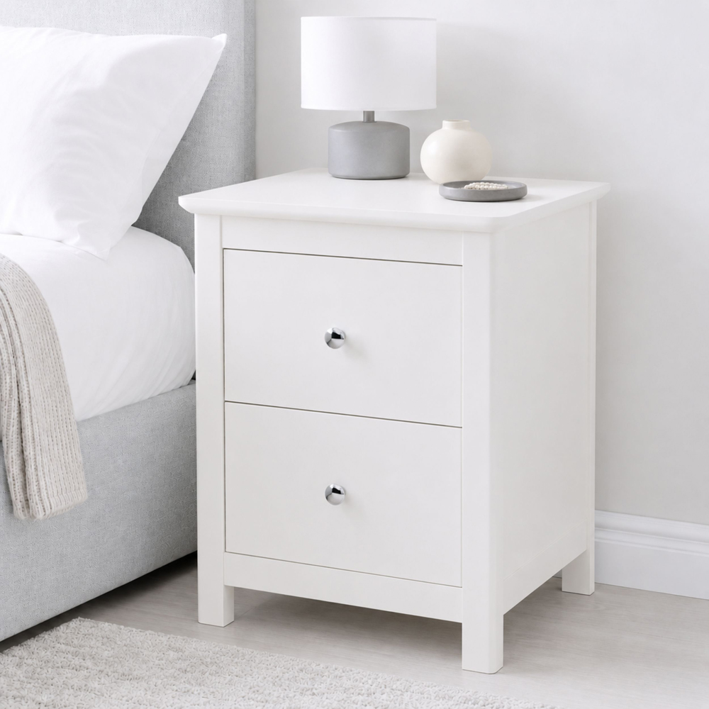 Core Products Nairn 2 Drawer White Bedside Cabinet Image 8
