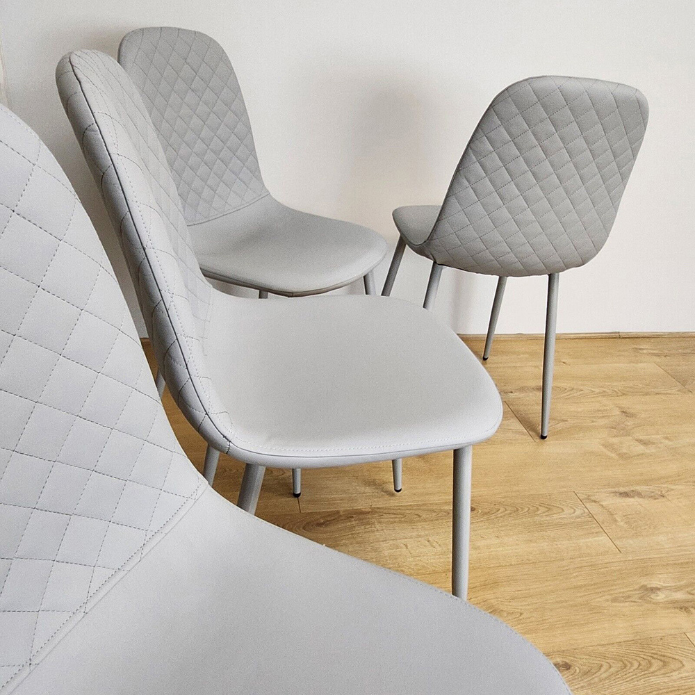 Denver Set of 4 Grey Leather Dining Chairs Image 5