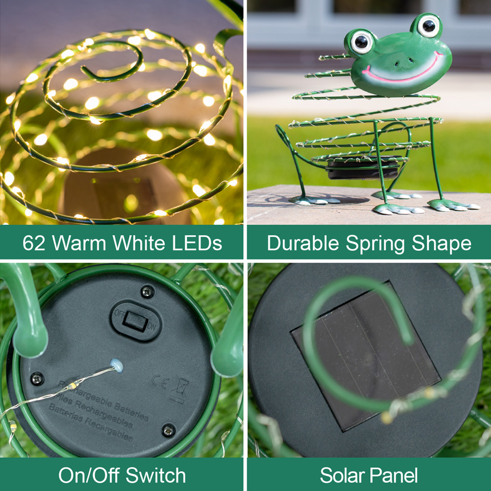 GardenKraft Micro LED Solar Wire Frog Statue Image 8