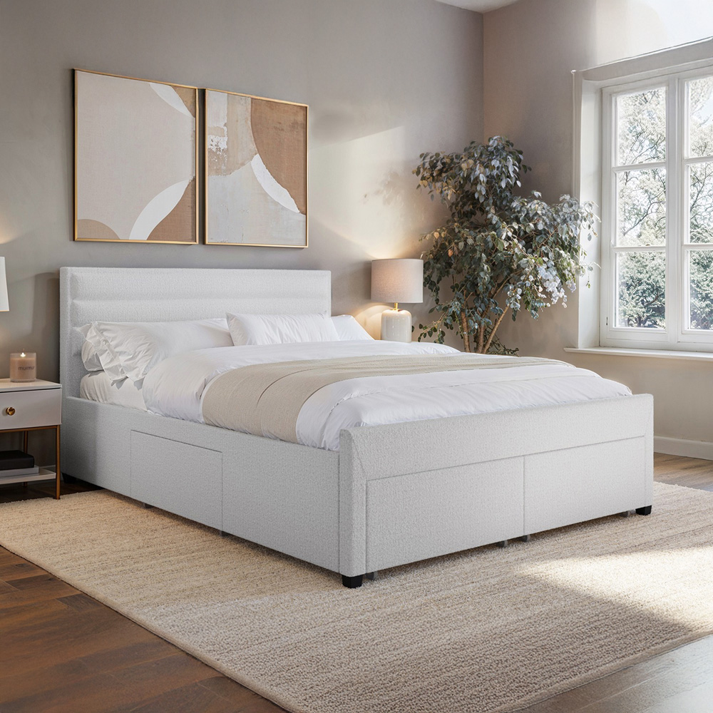 Flair Heybrook King Size Cream Boucle 4 Drawer Bed Image 6