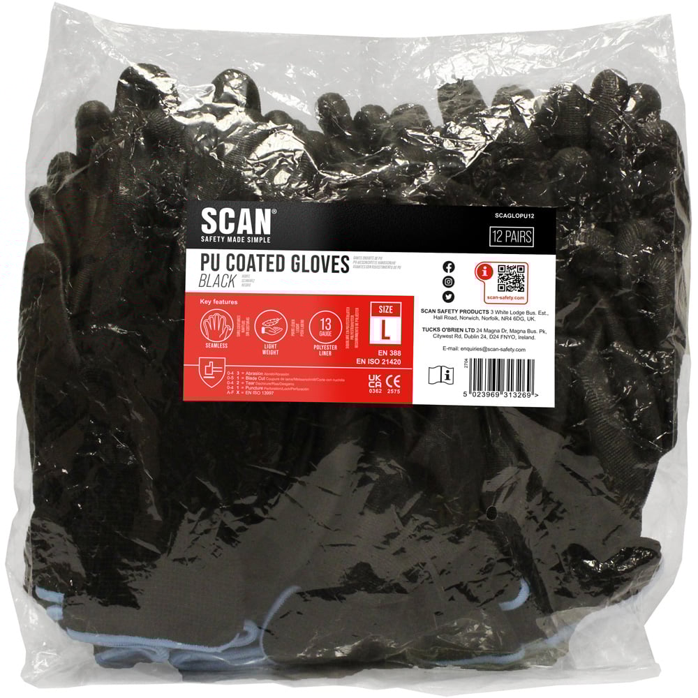Scan Size 10 Black PU Coated Glove 12 Pack Image 2