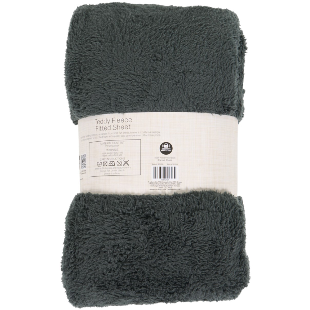 Soft Teddy Fleece Fitted SheetCharcoal Image 2