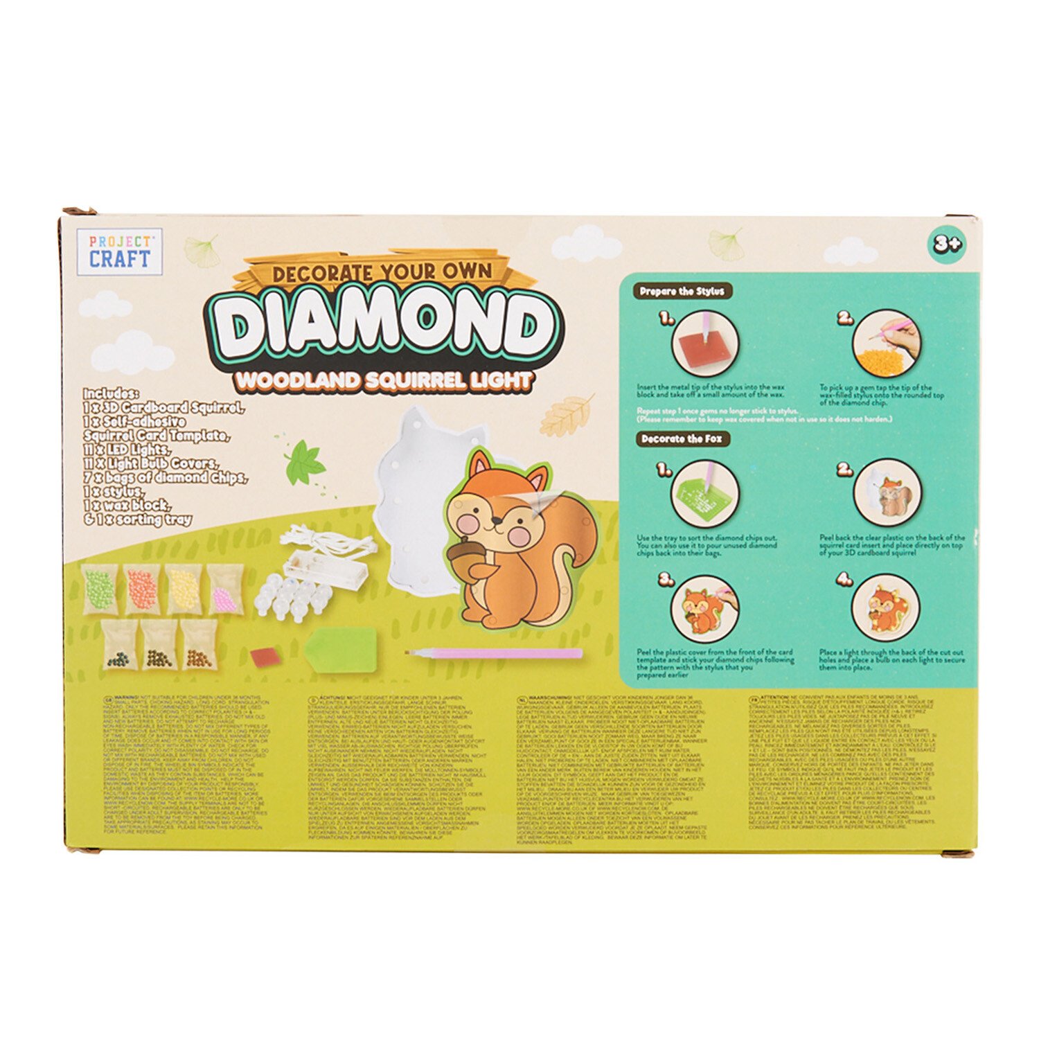 Design Your Own Light Up Diamond Woodland Animal Kit - Multicolour Image 3