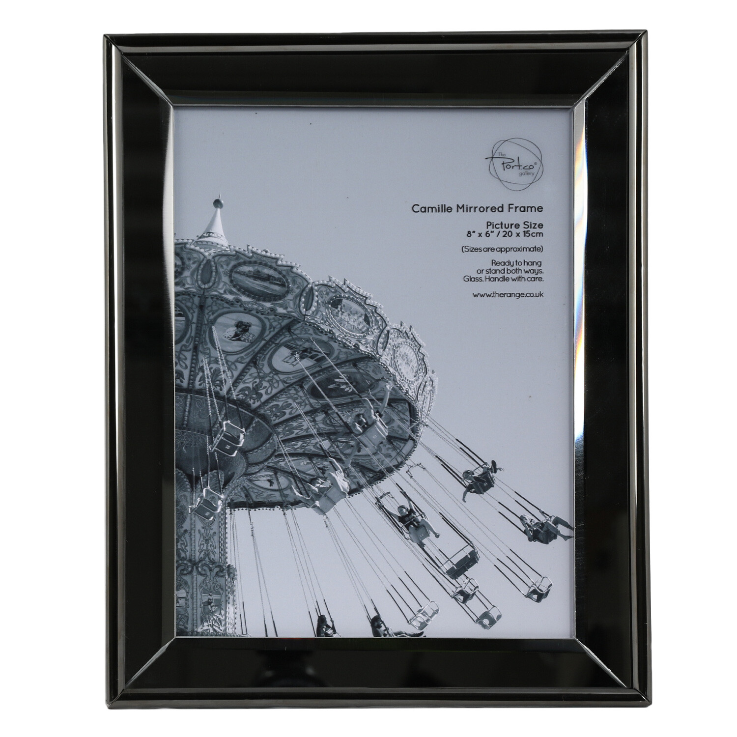The Port. Co Gallery Camille Black Mirrored Photo Frame 8 x 6 inch Image