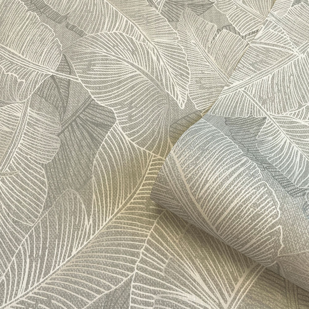 Belgravia Decor Anaya Leaf Grey Wallpaper Image 2