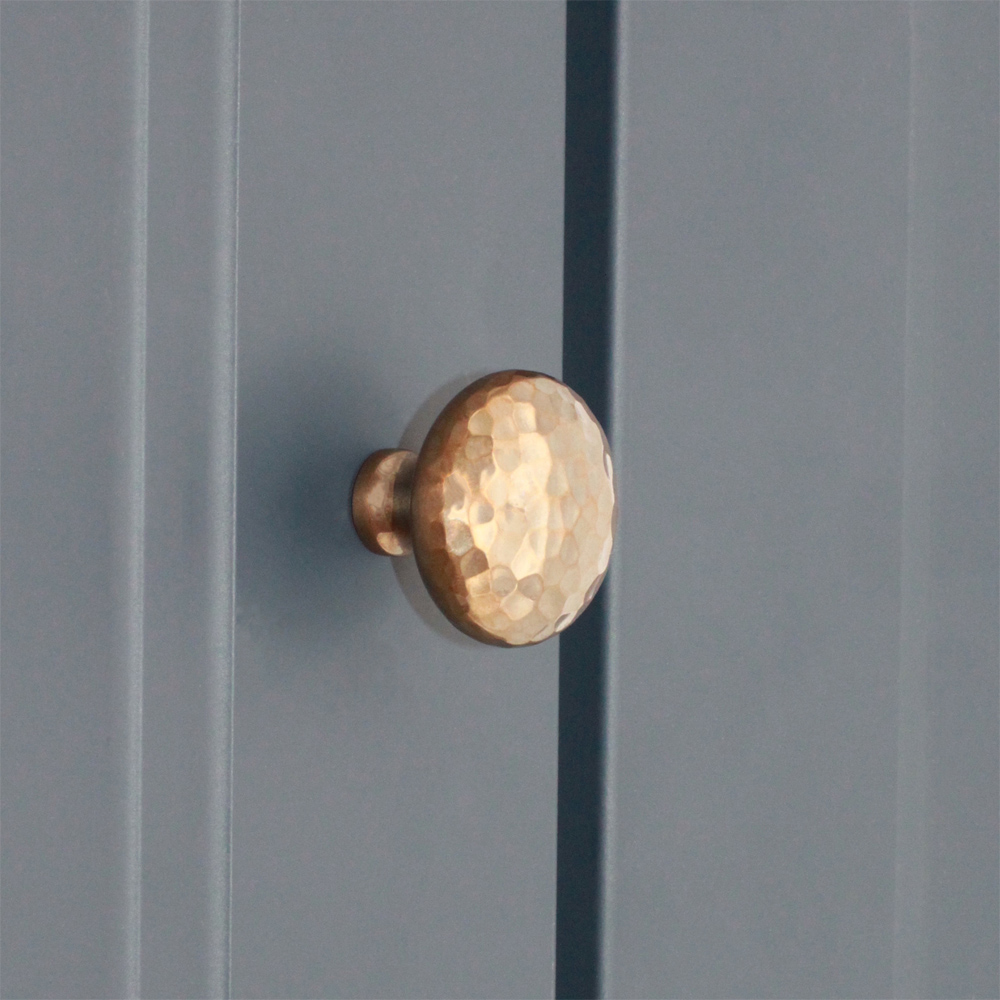 Spira Brass Hammered Mushroom Antique Cupboard Knob 38mm Image 2