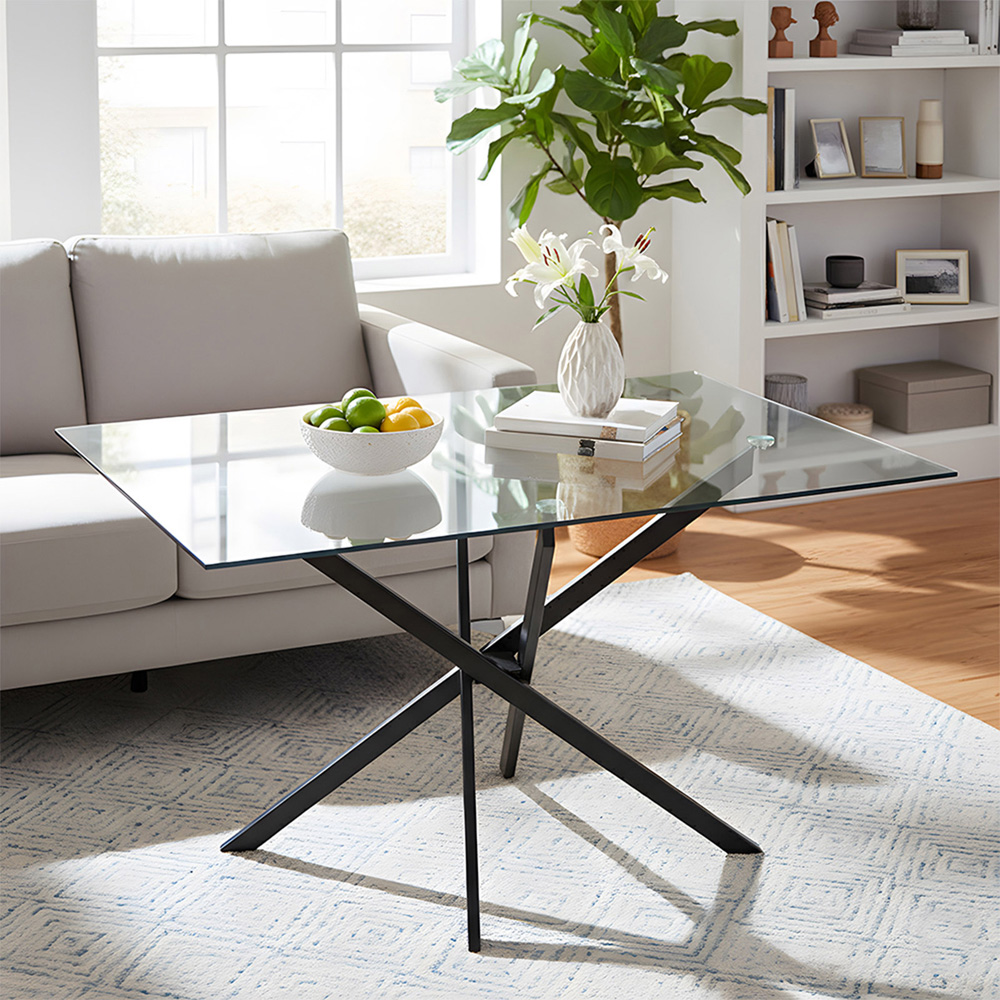 Living and Home 2 Seater Rectangular Glass Dining Table Image 7