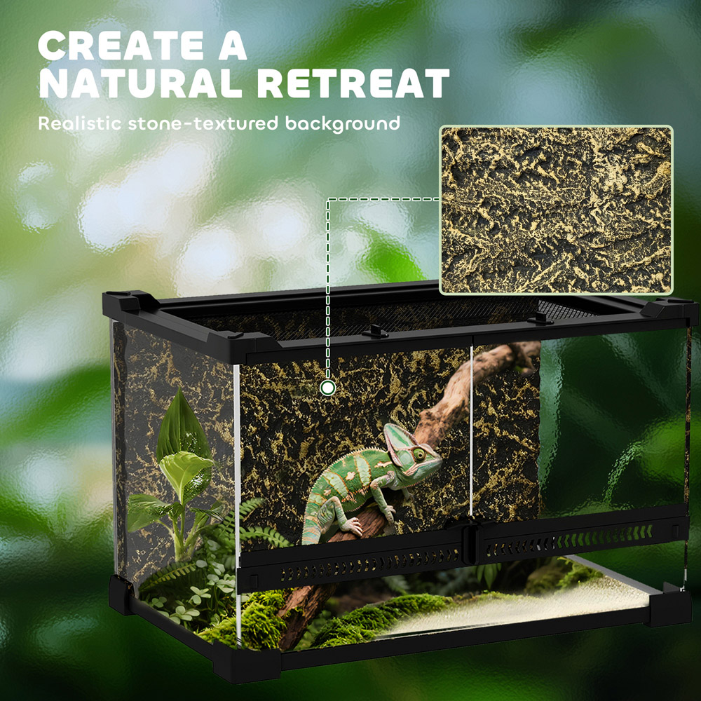 PawHut Black Stone Background Glass Reptile Terrarium 10L Image 4