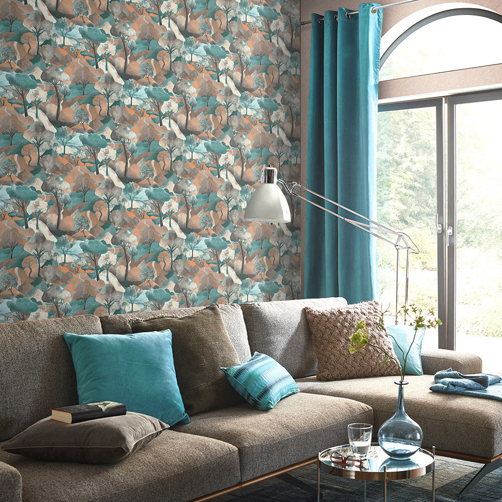 Erismann Tree Landscape Brown Vinyl Wallpaper Image 2