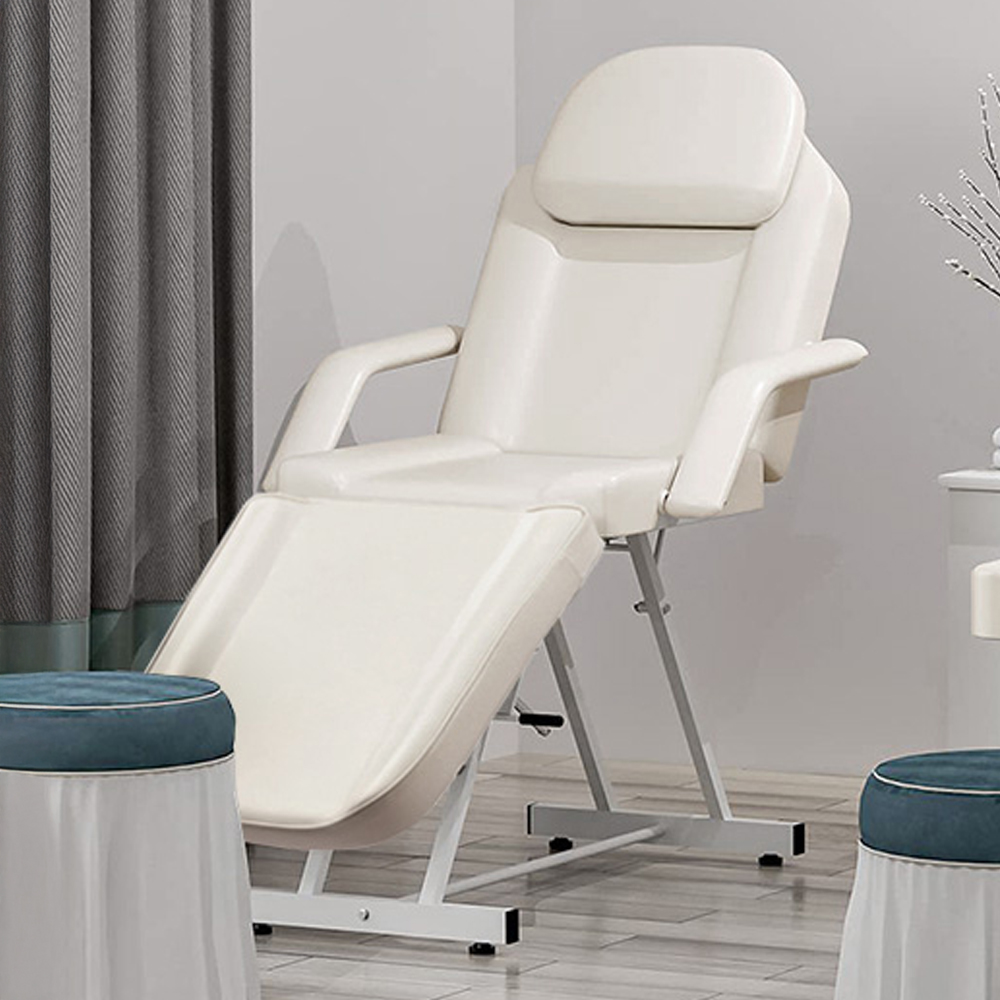 Living and Home White Adjustable Massage Table and Chair Set with Headrest Image 1