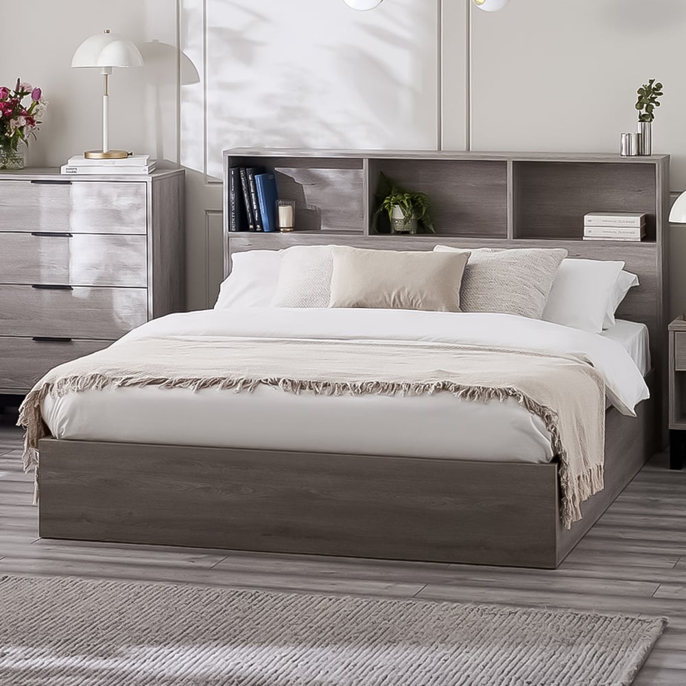 Julian Bowen Bali Double Grey Oak Storage Ottoman Bed Image 1