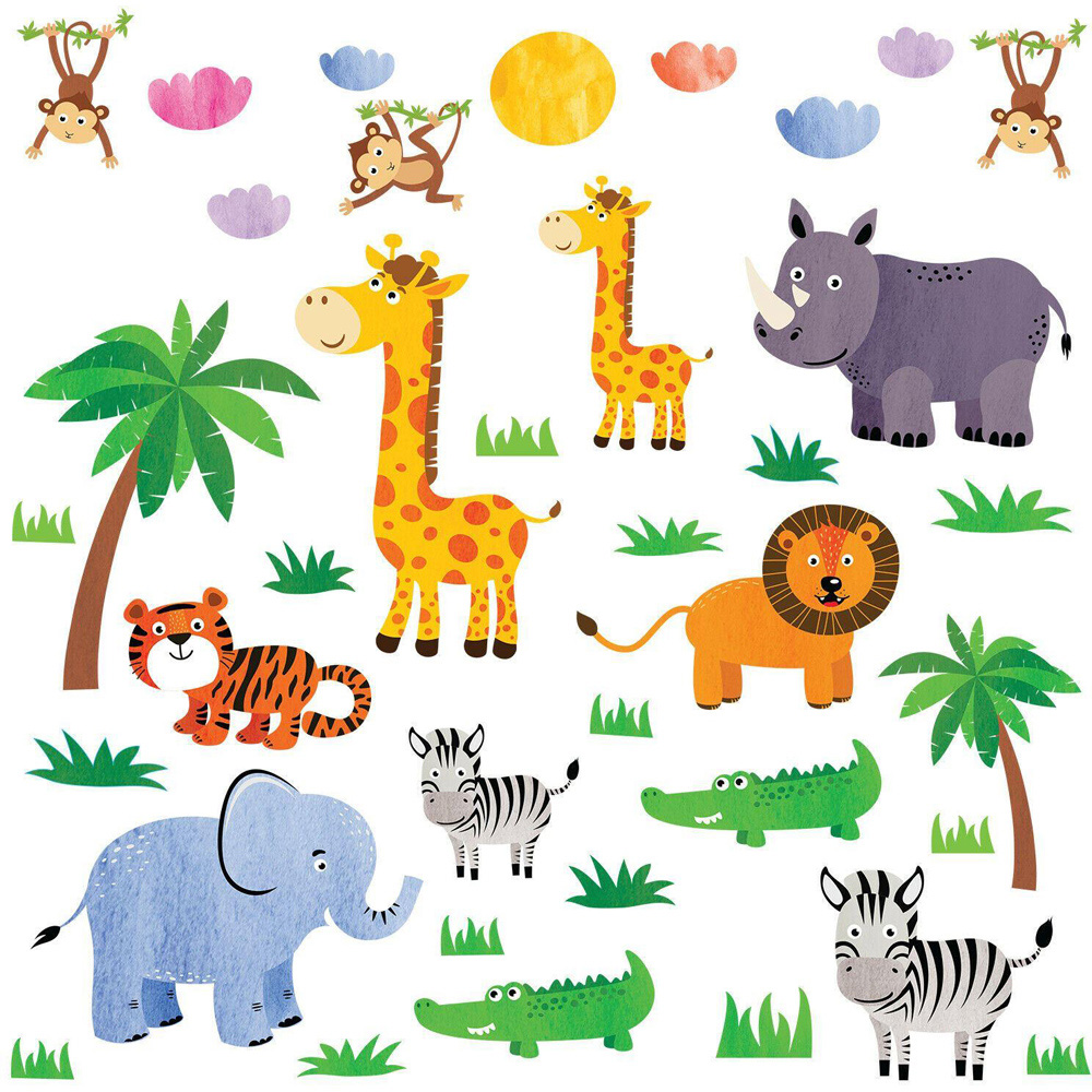 Walplus Kids Jungle Animals Self Adhesive Wall Stickers Image 3