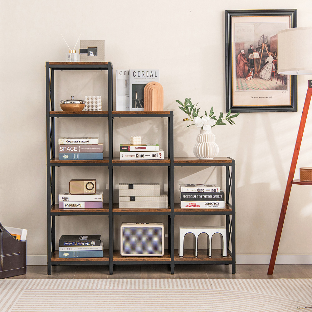 Costway 9 Cube Carbon Steel Brown Bookshelf Image 4
