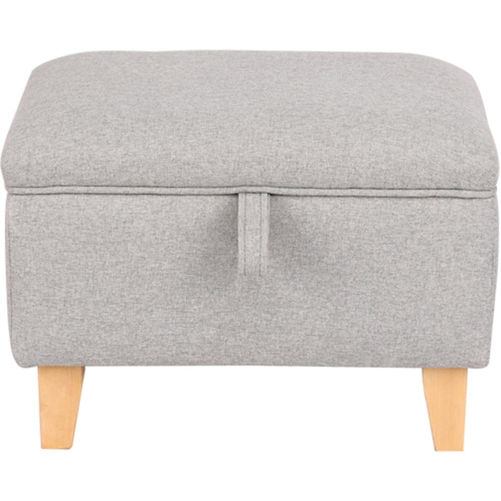 Living and Home Grey Linen Upholstered Storage Ottoman Image 3