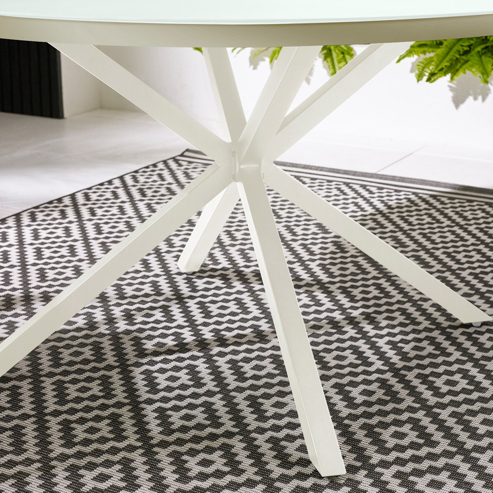 Furniturebox 120cm Cream Metal and Glass Round Garden Dining Table Image 3