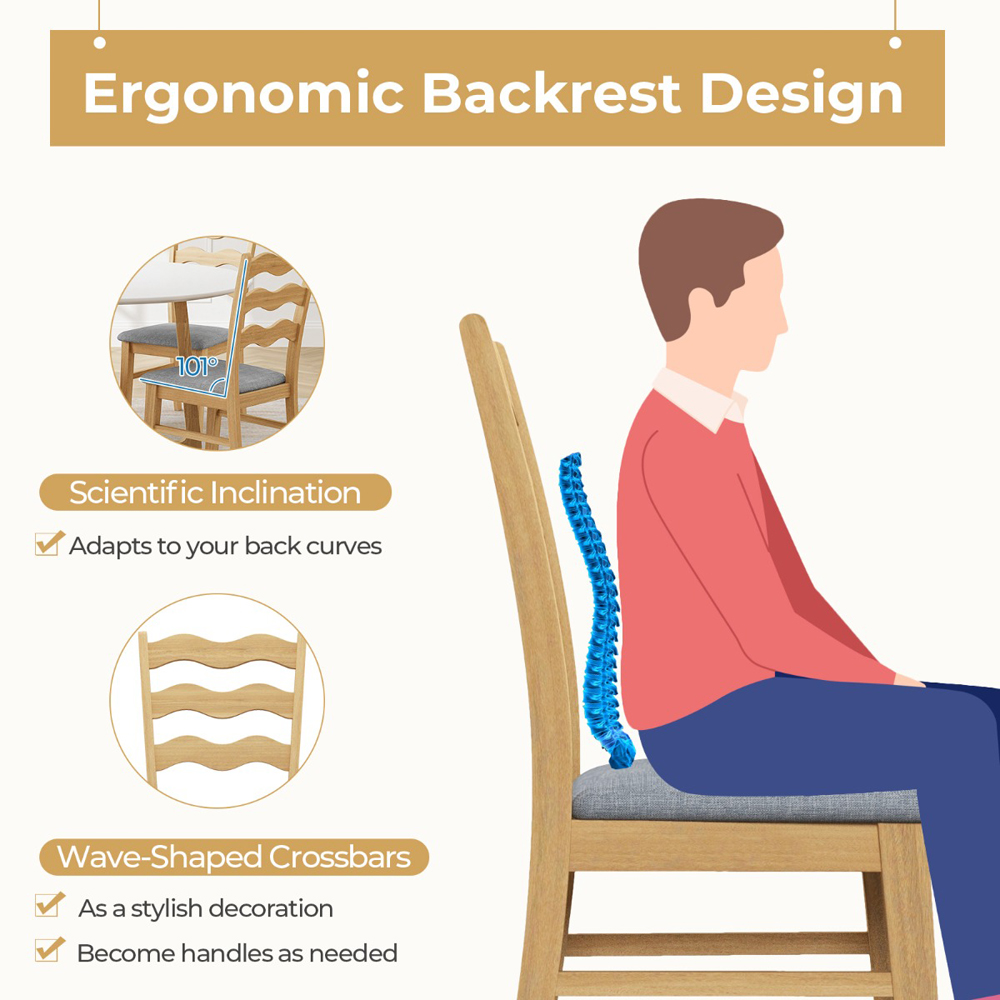 Costway Set of 2 Natural Dining Chair Image 6
