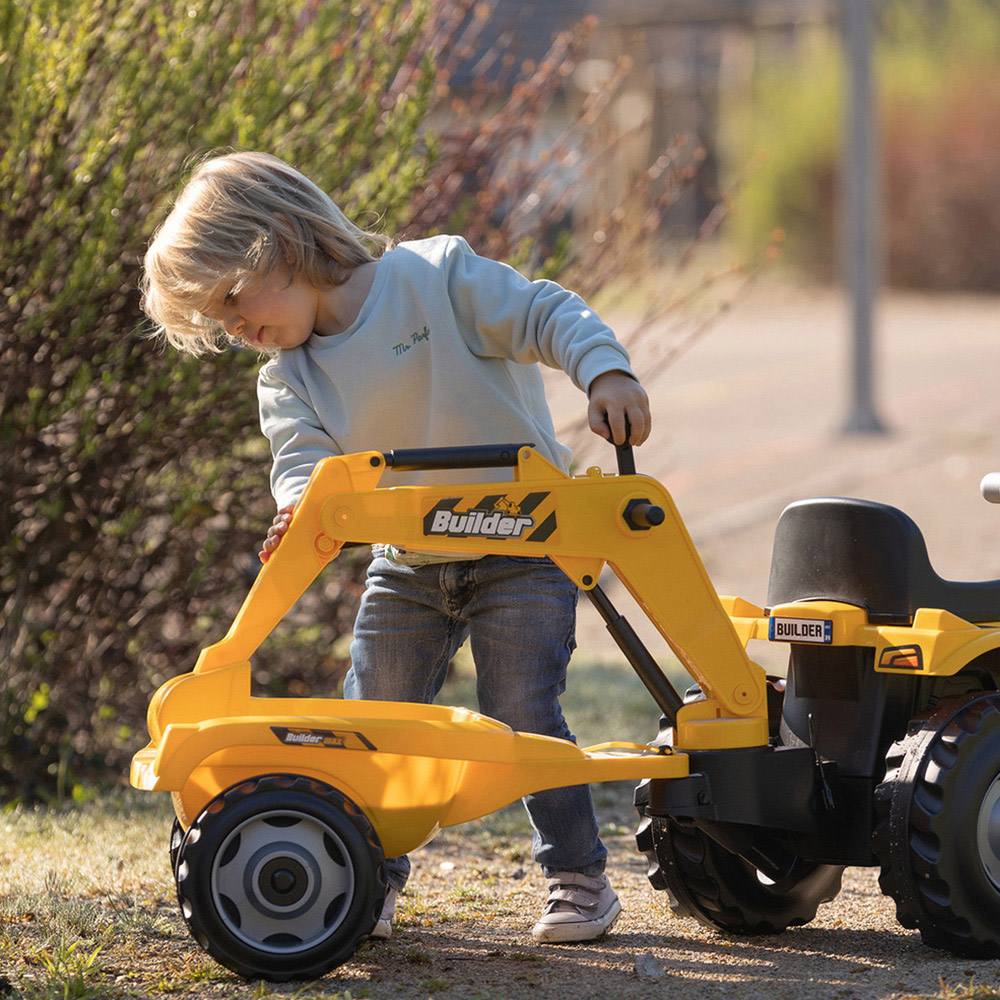 Smoby Builder Kids Yellow Ride On Maxx Tractor and Trailer Image 5
