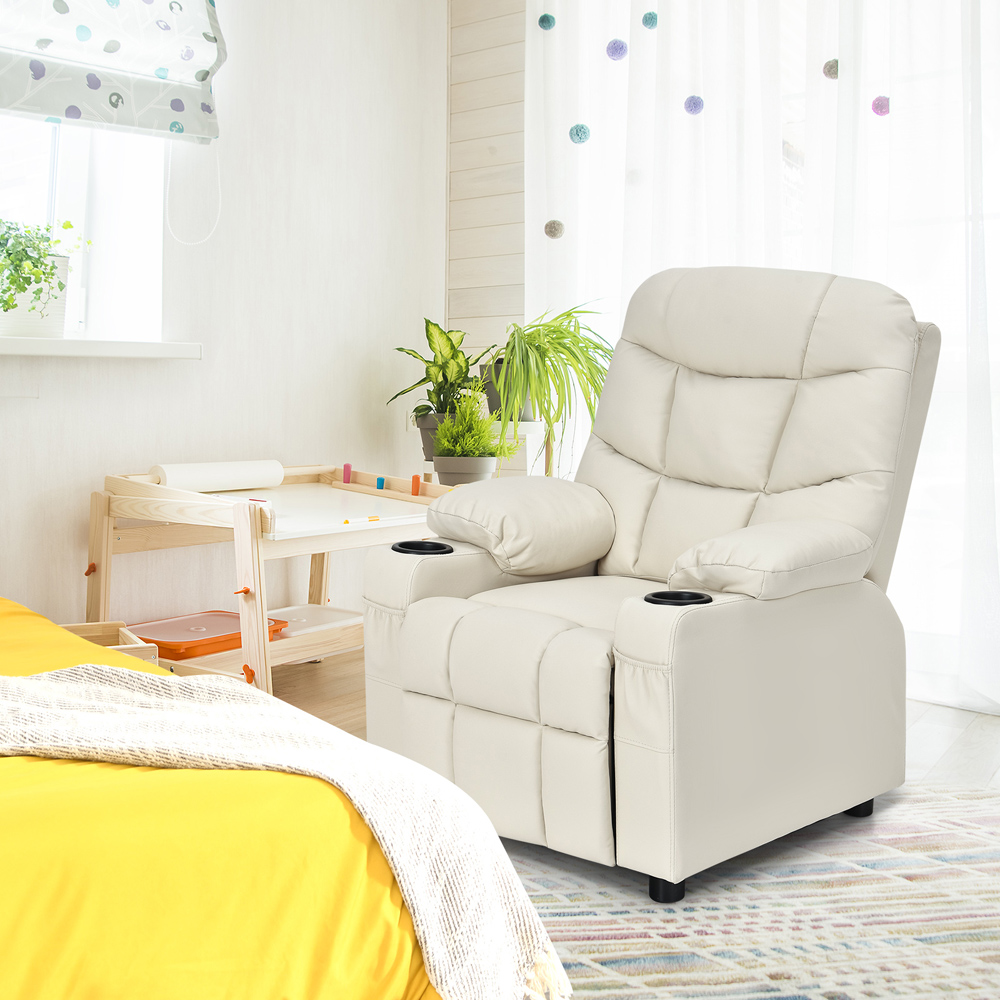 Costway Beige Upholstered Lounge Recliner Chair Image 6