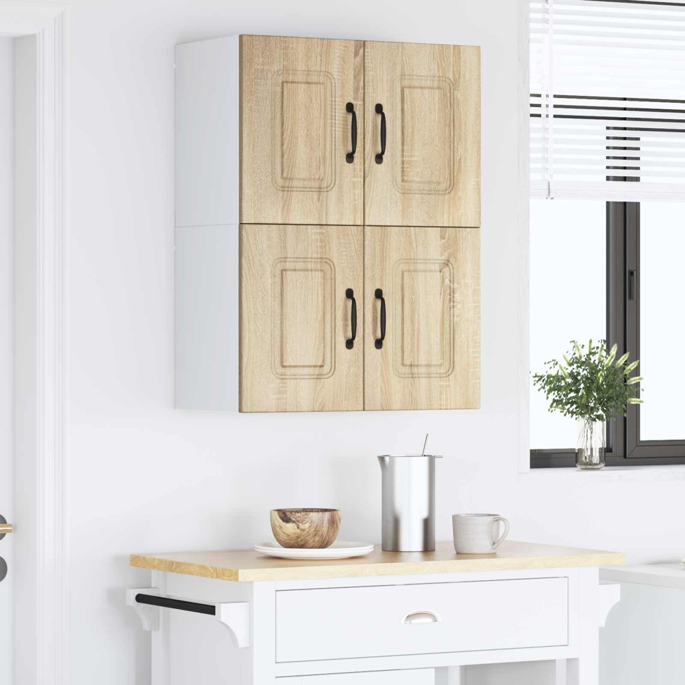 vidaXL Kalmar 2 Door Sonoma Oak Wall Mounted Kitchen Cabinet Set of 2 Image 9